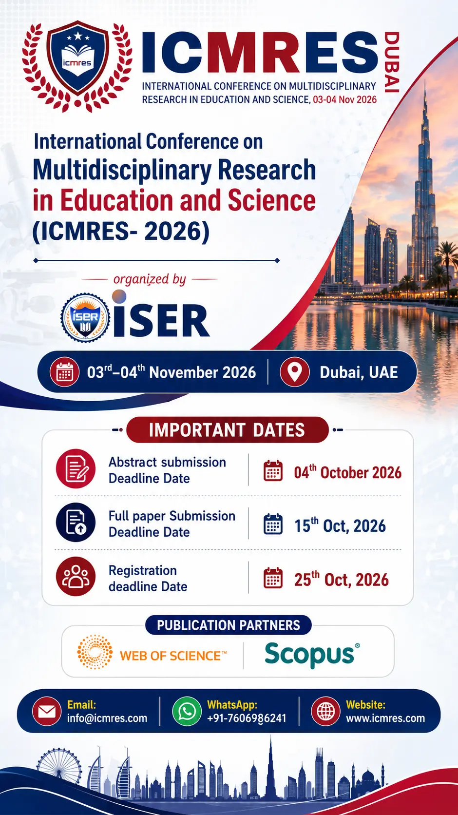 Multidisciplinary Research in Education and Science Conference in Dubai, UAE